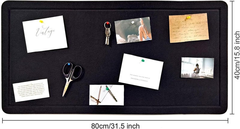 Gihunk 32"x16"Large Black Cork Board with 50 Push Pins, Black Cork Bulletin Board Felt Pin Board for Paste Notes, Photos, Schedules, for School, Home & Office - Image 4
